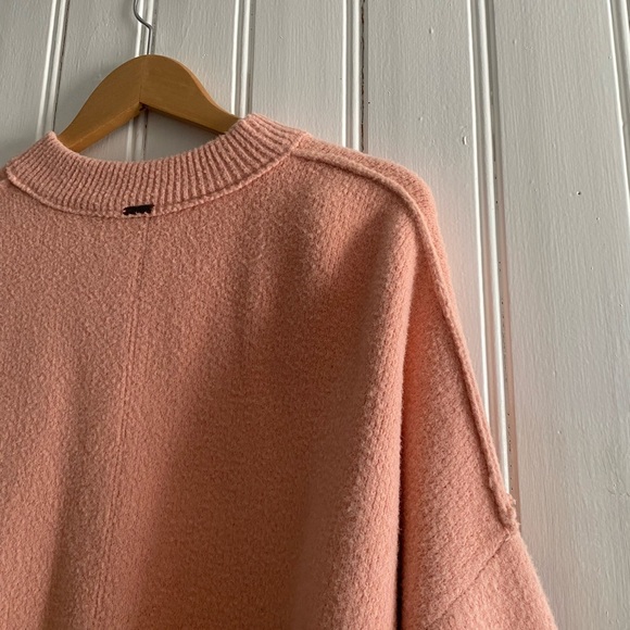 FREE PEOPLE peaches tunic sweater dusty pink oversized mock neck small - Picture 9 of 10